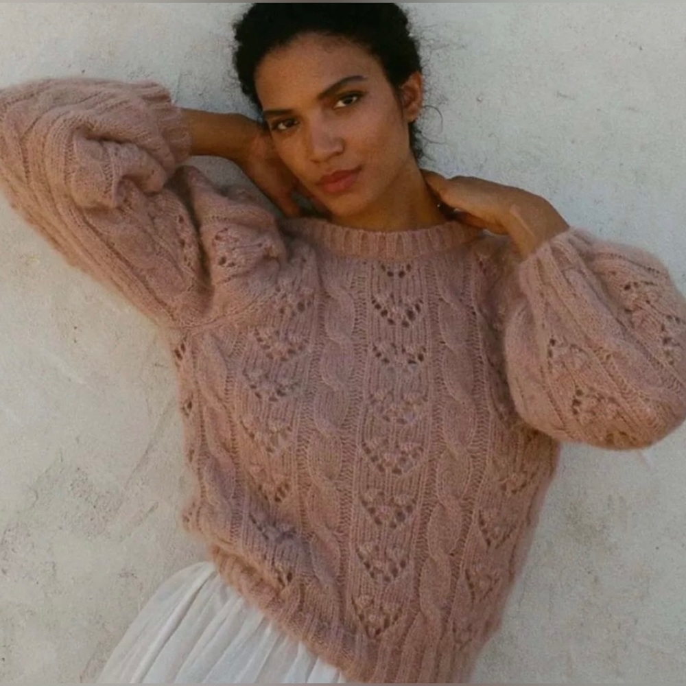 NWT Doen Tudor Alpaca Blend Sweater Clay Blush Pink medium SOLD OUT